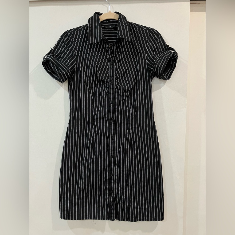 IZ byer California black dress with White Stripes